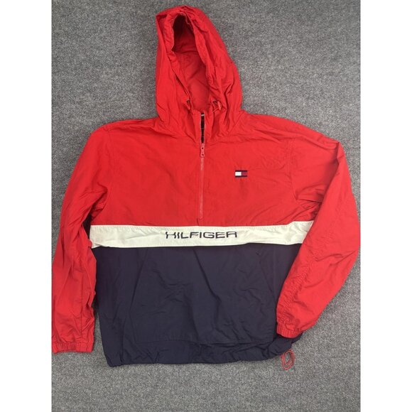 Tommy Hilfiger Pullover Jacket Mens XL Hooded Water Wind Resistant Nylon - Picture 1 of 8
